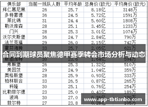 合同到期球员聚焦德甲赛季转会市场分析与动态